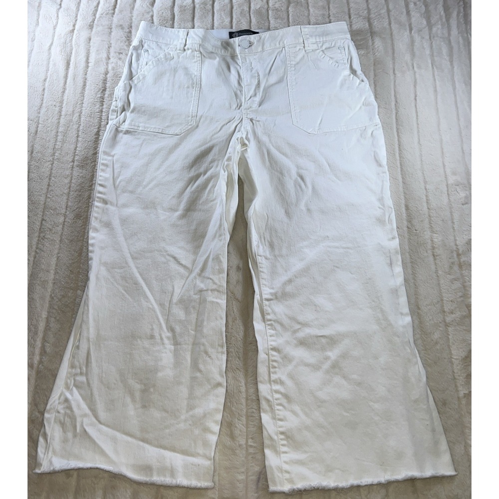 Democracy AB Technology Women's White Jeans Wide Leg Frayed 16‎